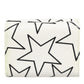 White Leather Black Star Print Trifold Card Holder Wallet