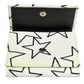 White Leather Black Star Print Trifold Card Holder Wallet