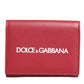 Red Leather Bold Logo Print Trifold Men Card Holder Wallet