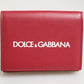 Red Leather Bold Logo Print Trifold Men Card Holder Wallet