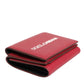 Red Leather Bold Logo Print Trifold Men Card Holder Wallet