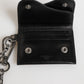 Black Cavallo Leather Wallet Chain Snap Bifold Card Holder