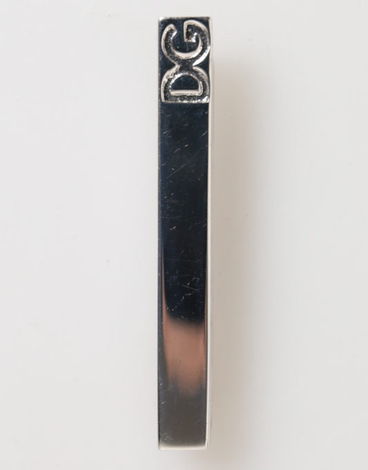 Silver Tone Brass Logo Branded Men Accessory Tie Clip Bar