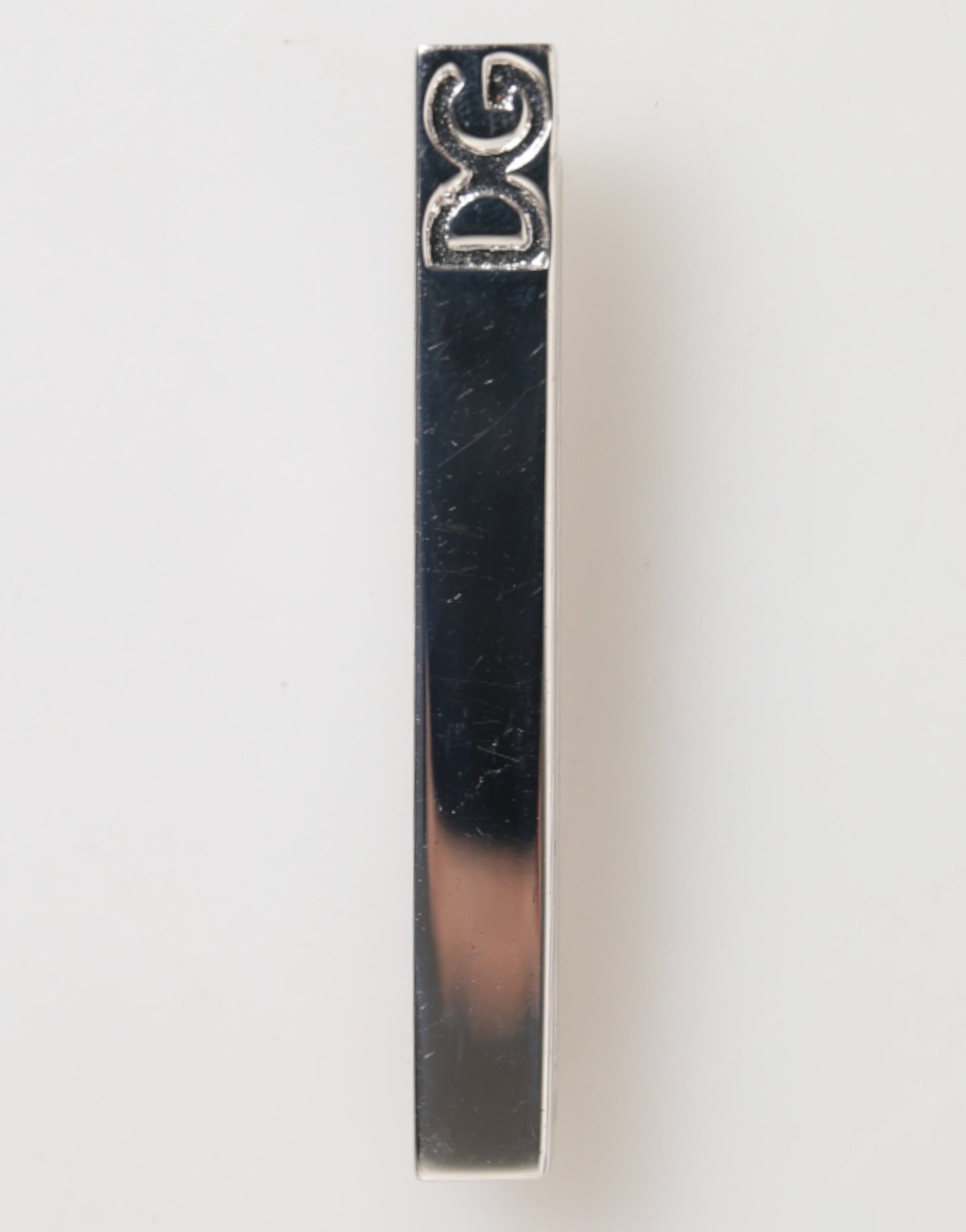 Silver Tone Brass Logo Branded Men Accessory Tie Clip Bar