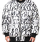 White Black Graffiti Logo Puffer Bomber Jacket