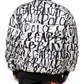 White Black Graffiti Logo Puffer Bomber Jacket