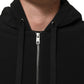 Black Cotton Quilted Studded Sleeve Hoodie Jacket