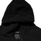 Black Cotton Quilted Studded Sleeve Hoodie Jacket