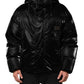 Black Logo Full Zip Hooded Quilted Jacket
