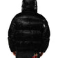 Black Logo Full Zip Hooded Quilted Jacket