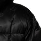 Black Monogram Logo Puffer Nylon Hooded Jacket