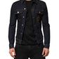 Indigo Blue Denim Slim Fit Logo Patch Jacket