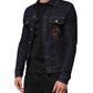 Indigo Blue Denim Slim Fit Logo Patch Jacket