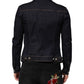 Indigo Blue Denim Slim Fit Logo Patch Jacket