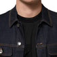 Indigo Blue Denim Slim Fit Logo Patch Jacket