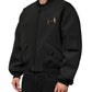Black Polyester Logo Plaque Bomber Jacket