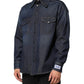 Blue Denim Button Casual Logo Patch Men Shirt