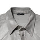 Gray Coated Cotton Snap Button Logo Men Shirt
