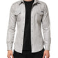 Metallic Gray Cotton Button Down Men Shirt