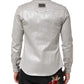Metallic Gray Cotton Button Down Men Shirt