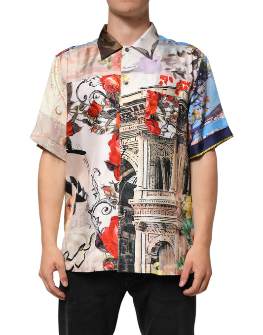 Multicolor Printed Casual Short Sleeve Shirt