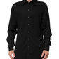 Black Viscose Long Sleeve Formal Dress Shirt