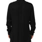 Black Viscose Long Sleeve Formal Dress Shirt