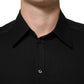 Black Viscose Long Sleeve Formal Dress Shirt