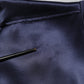 Navy Silk Long Sleeve Mandarin Collar Shirt
