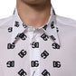 White Cotton Black DG Logo Long Sleeve Shirt