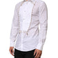 White Cotton DG Logo Pearl Chain Formal Shirt