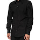 Black MARTINI Slim Fit Dress Formal Men Shirt