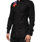 Black Cotton Star Sequin Dress Formal Men Shirt