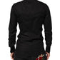 Black Cotton Star Sequin Dress Formal Men Shirt