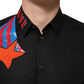 Black Cotton Star Sequin Dress Formal Men Shirt