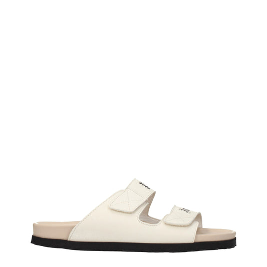 Beige Leather Slippers Sandals