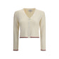 Ladder Full Needle Rib Stitch V Neck Car