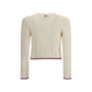 Ladder Full Needle Rib Stitch V Neck Car