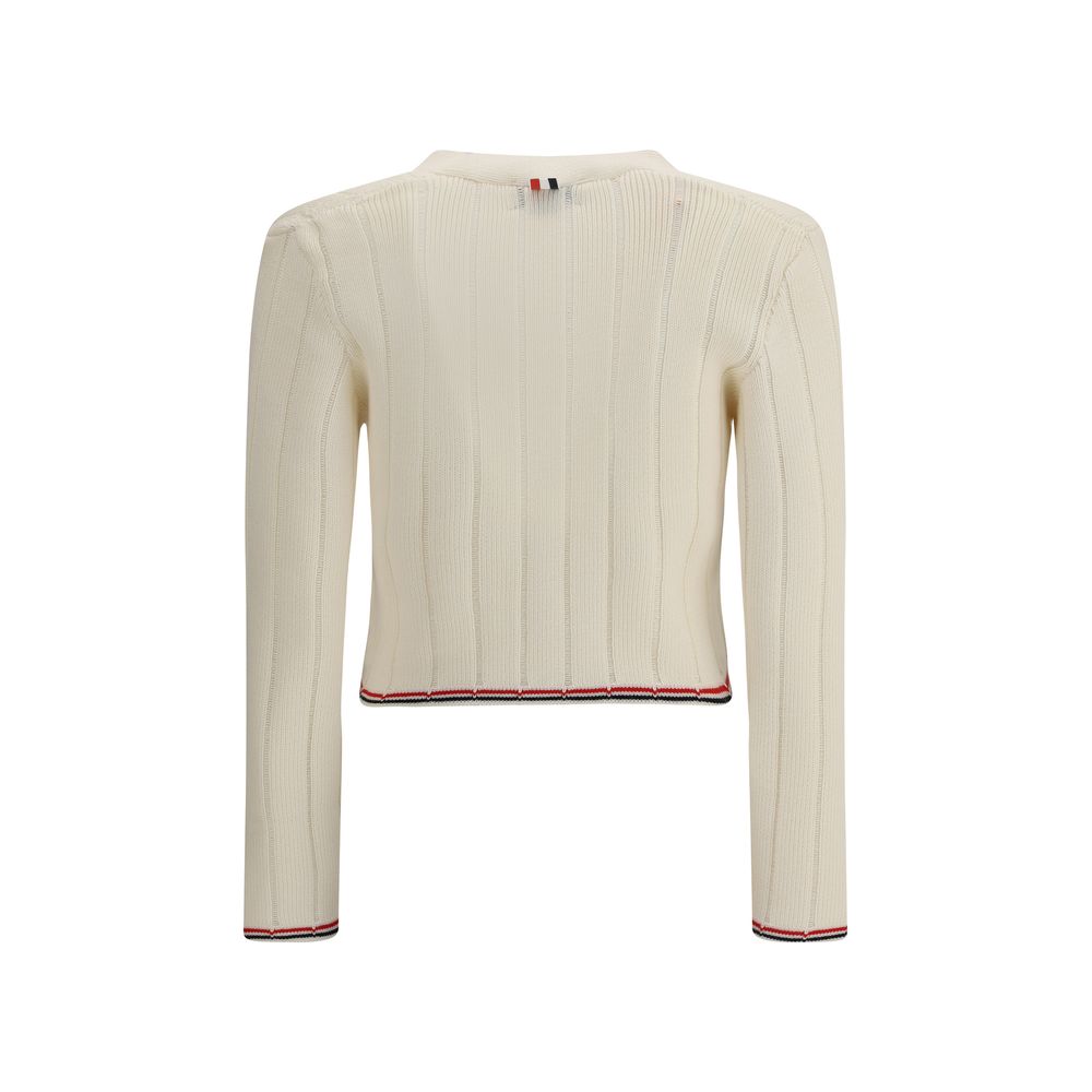 Ladder Full Needle Rib Stitch V Neck Car