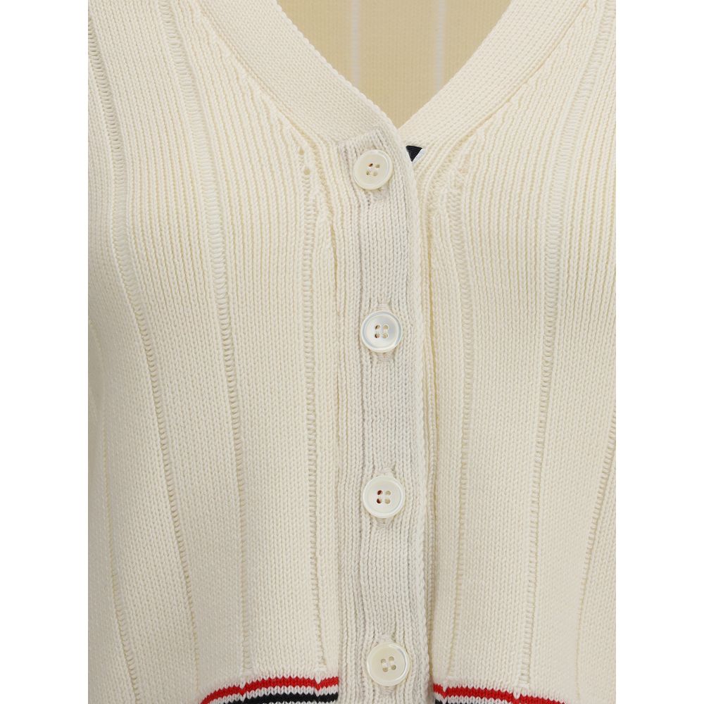 Ladder Full Needle Rib Stitch V Neck Car