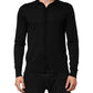 Black Silk Button Up Lightweight Sweater