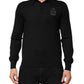 Black Cashmere Polo Men Longsleeves Sweater
