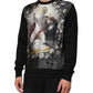 Black Cashmere Cherub Print Baroque Sweater