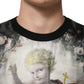 Black Cashmere Cherub Print Baroque Sweater