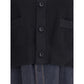 Cardigan with denim panel