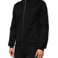 Black Cotton Logo Full Zip Men Bomber Jacket