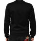 Black Cotton Logo Full Zip Men Bomber Jacket