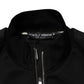 Black Cotton Logo Full Zip Men Bomber Jacket