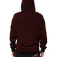 Burgundy Cotton Plaid Lined Men Hoodie Sweater