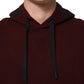 Burgundy Cotton Plaid Lined Men Hoodie Sweater